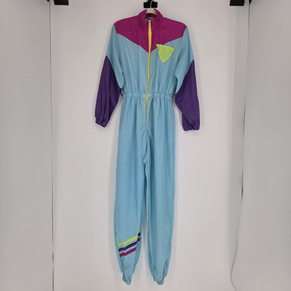 Womens 80s Tracksuit Party Costume Size S/M Colorful Bright Halloween Sporty